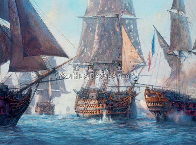 Victory breaks the enemy line, Trafalgar 21st October 1805 - 杰夫·亨特